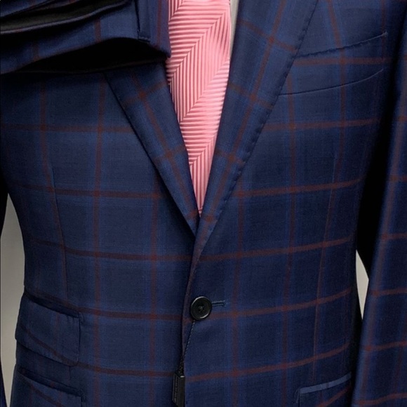 Navy & red super 150 Cerruti wool suit - Picture 2 of 3